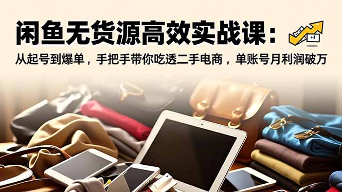 闲鱼无货源高效实战课：从起号到爆单，手把手带你吃透二手电商，单账号月利润破万-吾爱网创