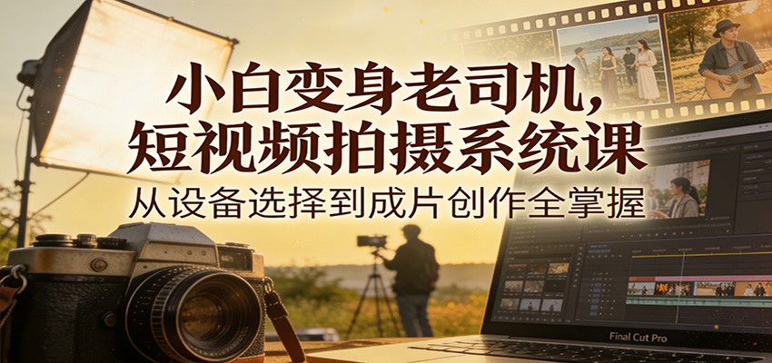小白变身老司机，短视频拍摄系统课，从设备选择到成片创作全掌握-吾爱网创
