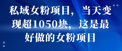 私域女粉项目，当天变现超1k，这是最好做的女粉项目，可放大操作-吾爱网创