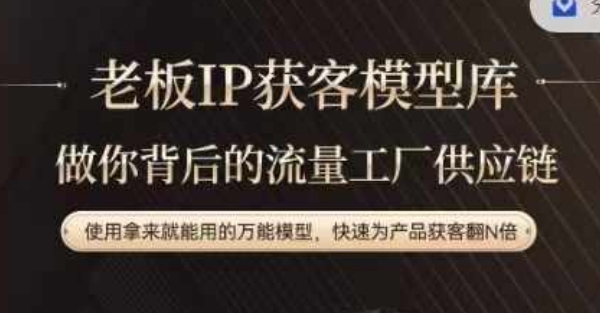 老板IP流量供应链，动作越少，账号越好，使用拿来就能用的万能模型，快速为产品获客翻N倍-吾爱网创