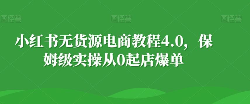 小红书无货源电商教程4.0，保姆级实操从0起店爆单【拆解】-吾爱网创