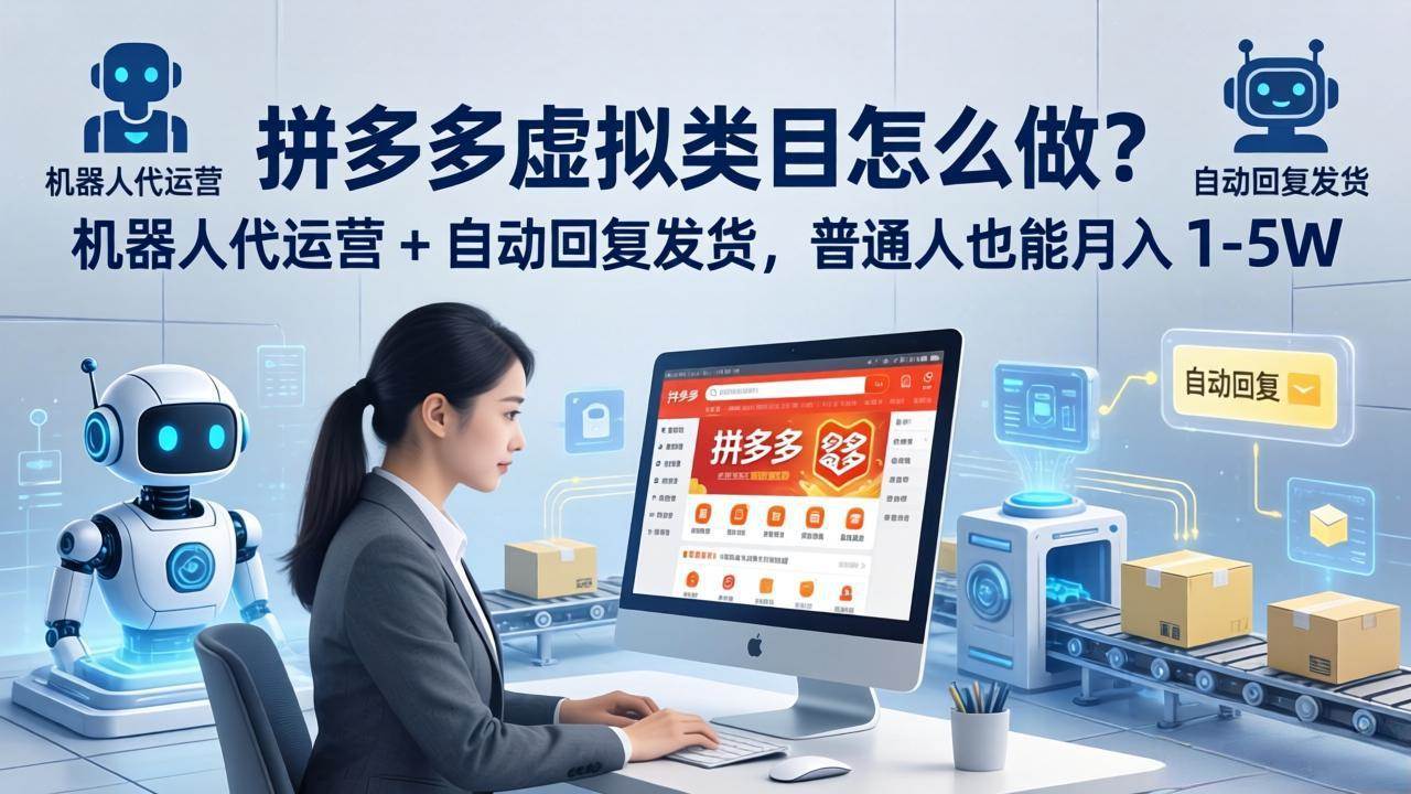 （18111期）拼多多虚拟类目怎么做？机器人代运营 + 自动回复发货，普通人也能月入 1-5W-吾爱网创