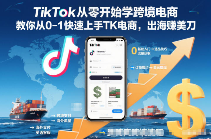 TikTok从零开始学跨境电商,教你从0-1快速上手TK电商,出海賺美刀-吾爱网创