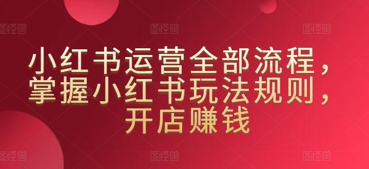 小红书运营全部流程，掌握小红书玩法规则，开店赚钱-吾爱网创