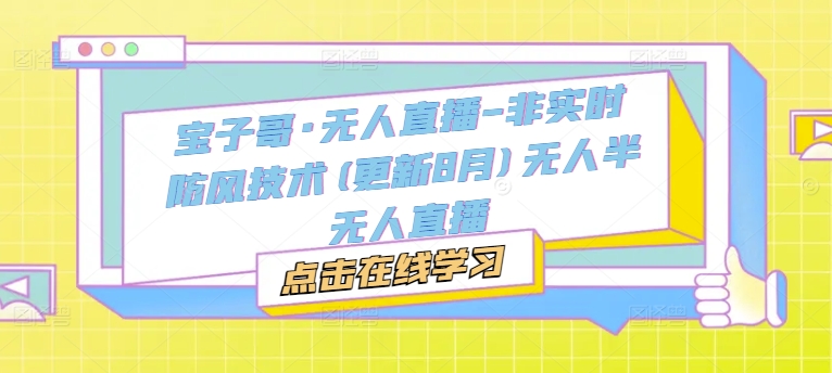 宝子哥·无人直播-非实时防风技术(更新25年6月)无人半无人直播-吾爱网创