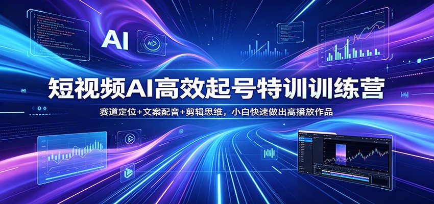 短视频AI高效起号特训训练营：赛道定位+文案配音+剪辑思维，小白快速做出高播放作品-吾爱网创