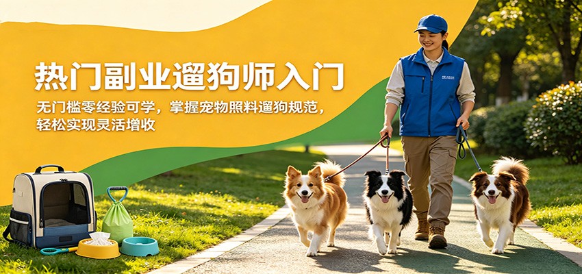 热门副业遛狗师入门，无门槛零经验可学，掌握宠物照料遛狗规范，轻松实现灵活增收-吾爱网创