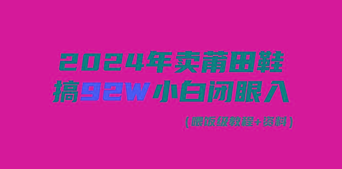 (9329期)2024年卖莆田鞋，搞了92W，小白闭眼操作！-吾爱网创