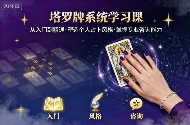 塔罗牌系统学习课，助你从入门到精通，塑造个人占卜风格，掌握专业咨询能力-吾爱网创