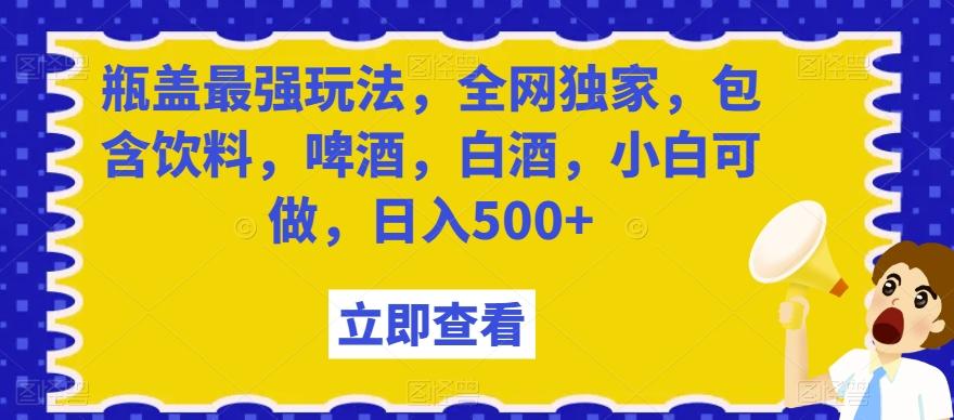 瓶盖最强玩法，全网独家，包含饮料，啤酒，白酒，小白可做，日入500+【揭秘】-吾爱网创