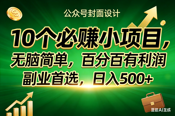 （17694期）10个必赚小项目，无脑简单，百分百有利润，副业首选，日入400+-吾爱网创