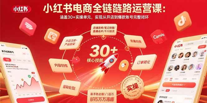 （15751期）小红书电商全链路运营课：涵盖30+实操单元，实现从开店到爆款账号完整闭环-吾爱网创