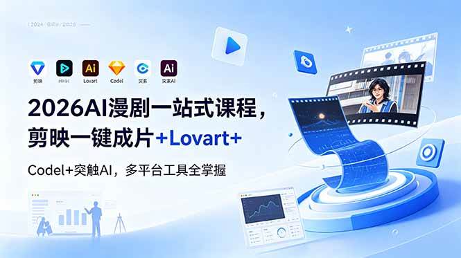 (18736期)2026AI 漫剧一站式课程,剪映一键成片+Lovart+Codel+突触AI,多平台工具全掌握-吾爱网创