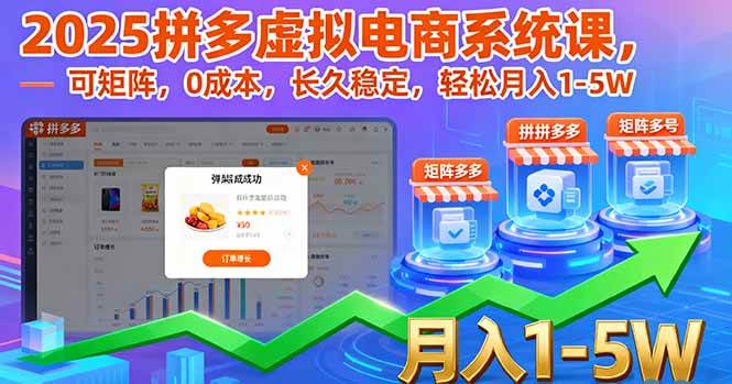 (16088期)2025拼多多虚拟电商系统课,可矩阵,0成本,长久稳定,轻松月入1-5W-吾爱网创
