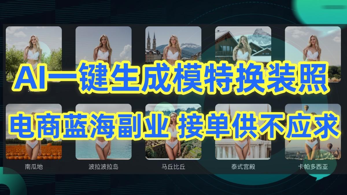 AI制作一键生成模特换装照，电商蓝海副业，接单供不应求-吾爱网创