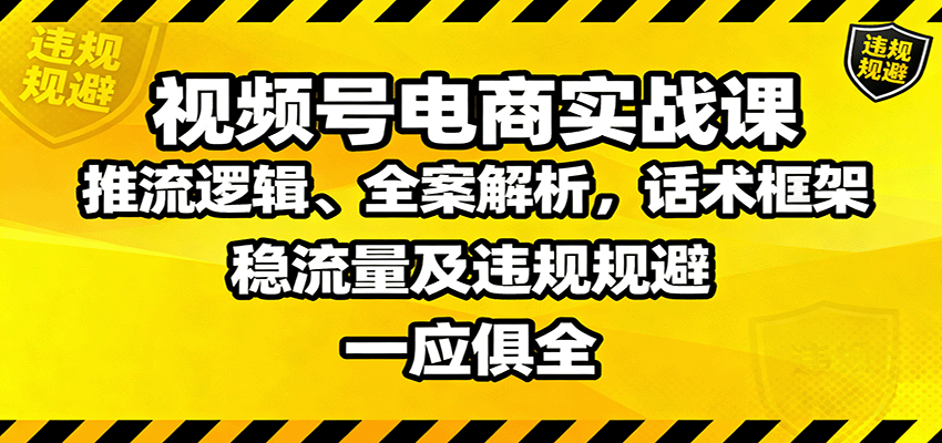 视频号电商实战课:推流逻辑、全案解析,话术框架,稳流量及违规规避等-吾爱网创
