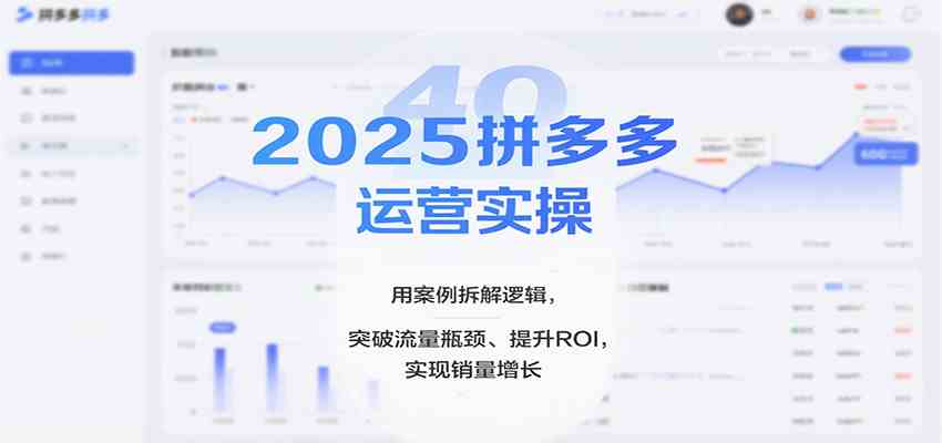 2025拼多多运营实操，用案例拆解逻辑，突破流量瓶颈、提升ROI，实现销量增长-吾爱网创