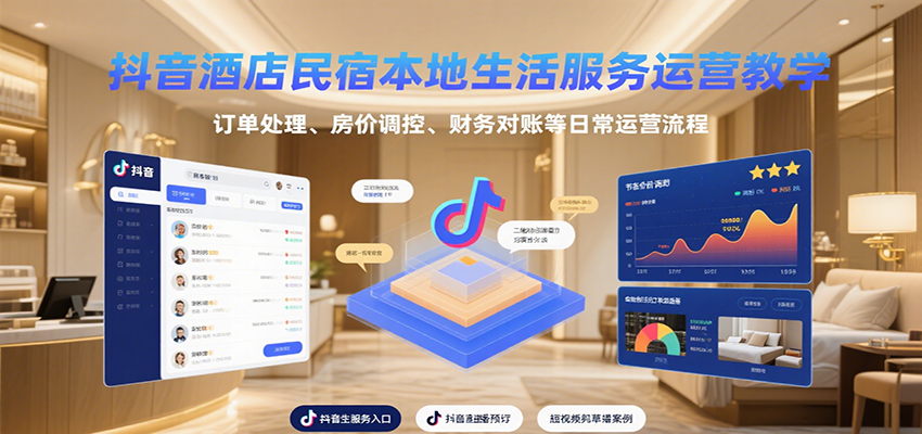 抖音酒店民宿本地生活服务运营教学，订单处理、房价调控、财务对账等日常运营流程-吾爱网创