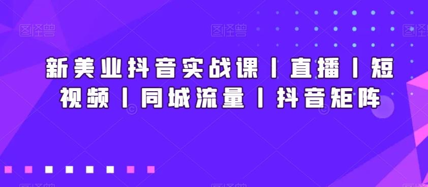 新美业抖音实战课丨直播丨短视频丨同城流量丨抖音矩阵-吾爱网创