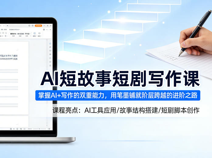 AI短故事短剧写作课，掌握AI+写作的双重能力，用笔墨铺就阶层跨越的进阶之路-吾爱网创