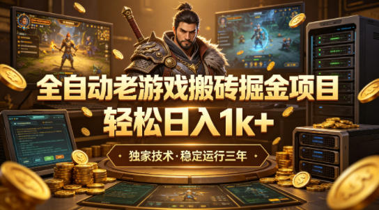 全自动老游戏搬砖掘金项目,轻松日入1k+,独家技术,稳定运行三年【揭秘】-吾爱网创