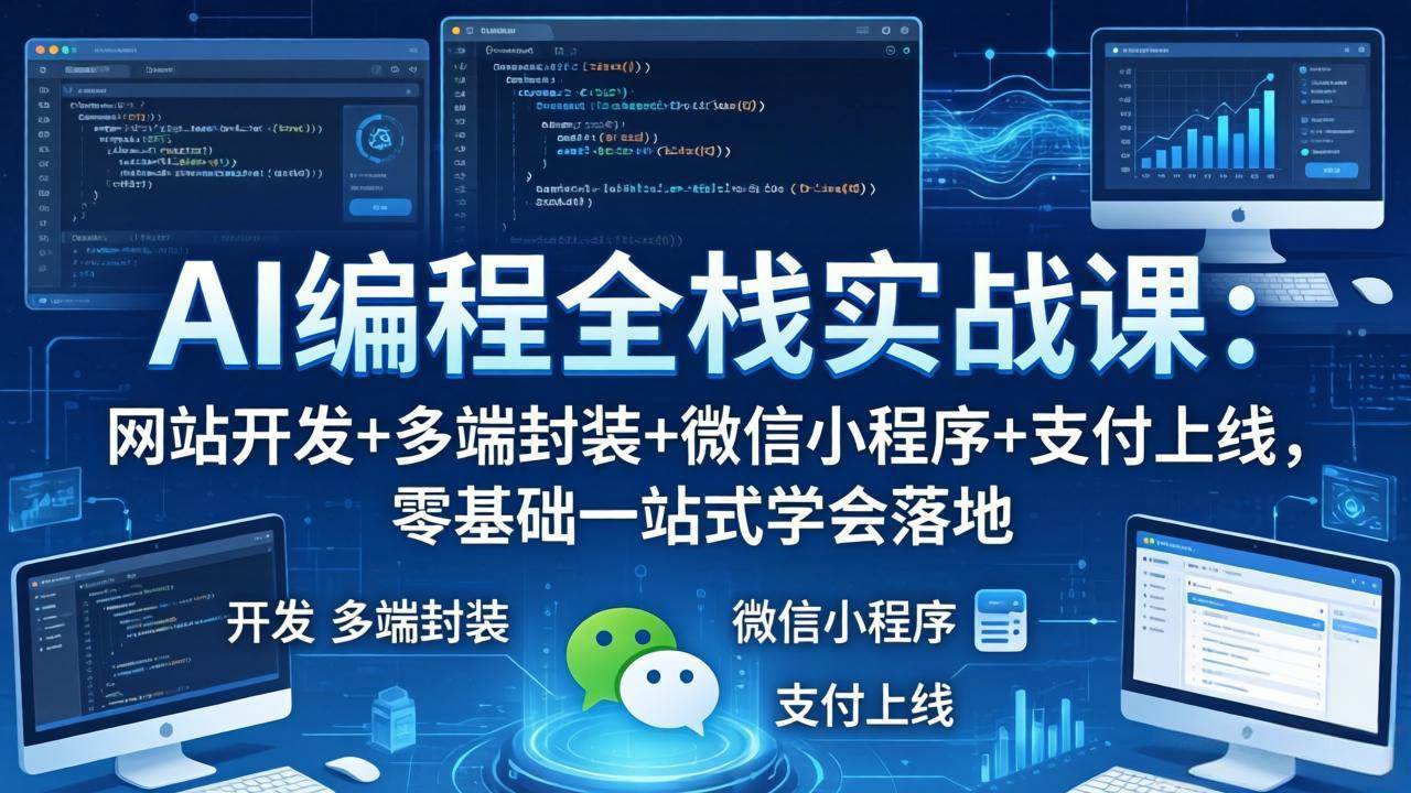（18049期）AI编程全栈实战课：网站开发+多端封装+微信小程序+支付上线，零基础一站式学会落地-吾爱网创