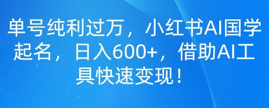 单号纯利过万,小红书AI国学起名,日入600+,借助AI工具快速变现-吾爱网创