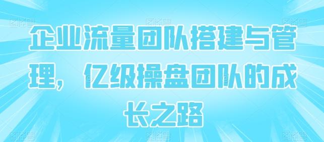 企业流量团队搭建与管理，亿级操盘团队的成长之路-吾爱网创