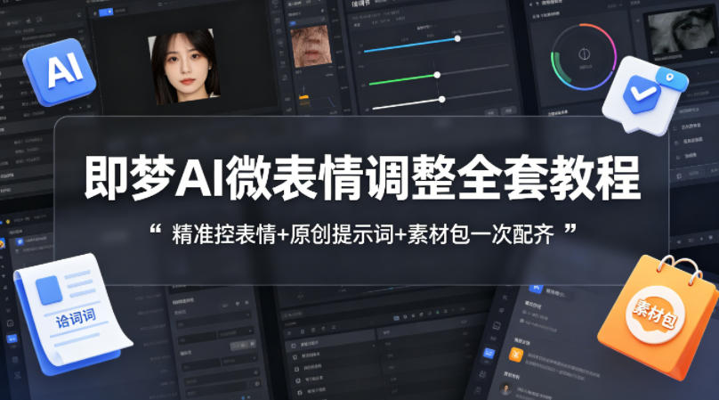 即梦AI微表情调整全套教程，精准控表情+原创提示词+素材包一次配齐-吾爱网创