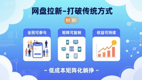 网盘拉新-打破传统方式，低成本矩阵化躺挣，全民可参与、矩阵可复制、收益可持续【揭秘】-吾爱网创