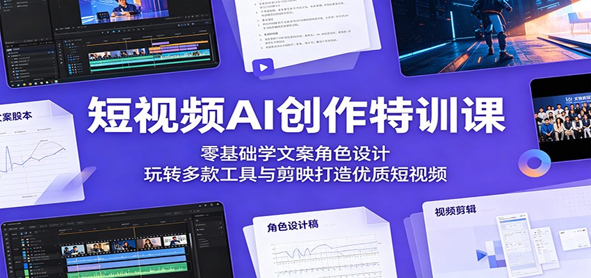短视频AI创作特训课:零基础学文案角色设计,玩转多款工具与剪映打造优质短视频-吾爱网创