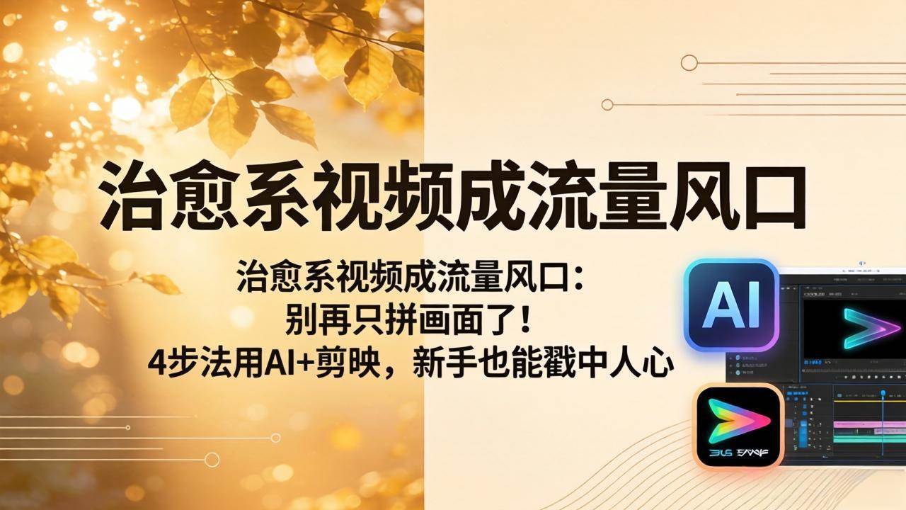 (18219期)治愈系视频成流量风口:别再只拼画面了!4步法用AI+剪映,新手也能戳中人心-吾爱网创