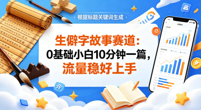 公众号流量主——生僻字故事赛道，流量稳，好上手，0基础小白也能10分钟一篇-吾爱网创