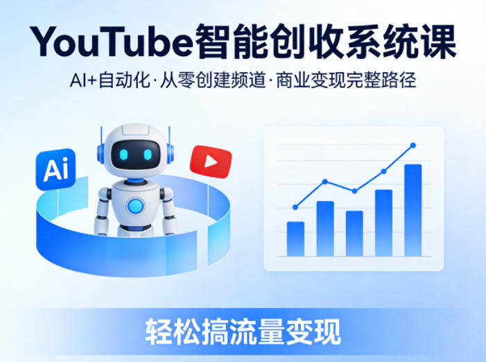 YouTube智能创收系统课，AI+自动化，从零创建YouTube频道并实现商业变现的完整路径，轻松搞流量变现-吾爱网创
