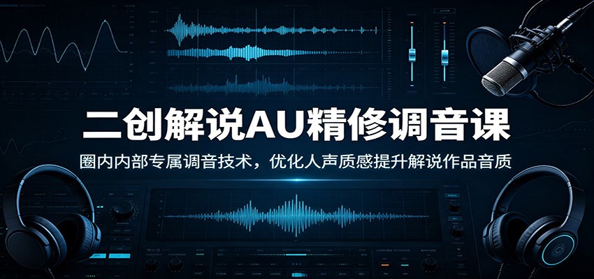 二创解说AU精修调音课：圈内内部专属调音技术，优化人声质感提升解说作品音质-吾爱网创