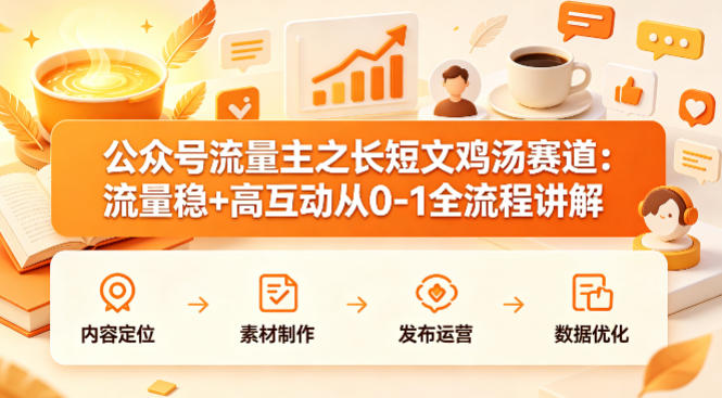 公众号流量主之长短文鸡汤赛道,流量稳+高互动,从0-1全流程讲解-吾爱网创