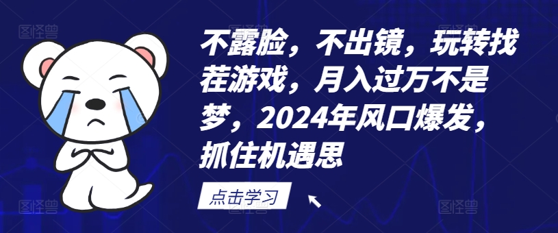 不露脸,不出镜,玩转找茬游戏,月入过万不是梦,2024年风口爆发,抓住机遇【揭秘】-吾爱网创