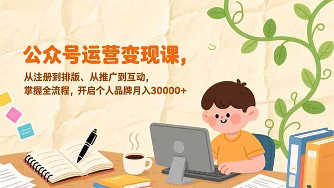 （17067期）公众号运营变现课，从注册到排版、从推广到互动，掌握全流程，开启个人品牌月入30000+-吾爱网创