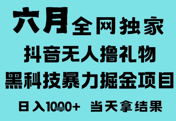 25年6月高爆抖音无人直播最新撸音浪掘金项目，门槛低小白可做，无脑日入1k，可矩阵放大【揭秘】-吾爱网创