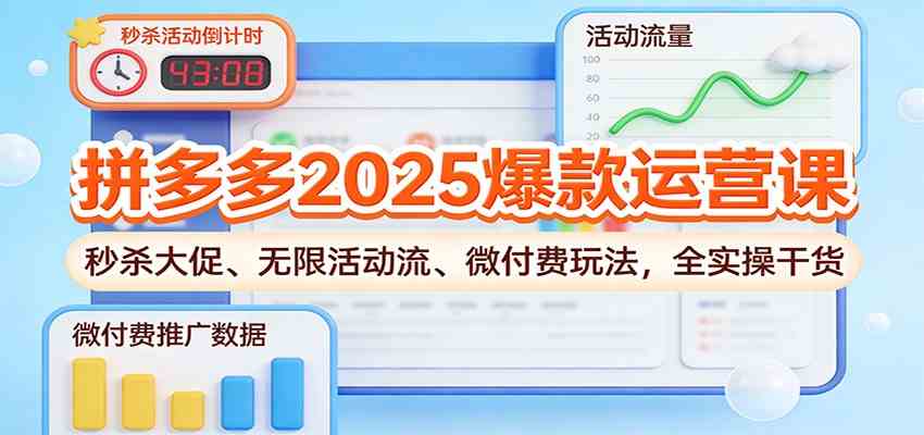 拼多多2025爆款运营课：秒杀大促、无限活动流、微付费玩法，全实操干货-吾爱网创