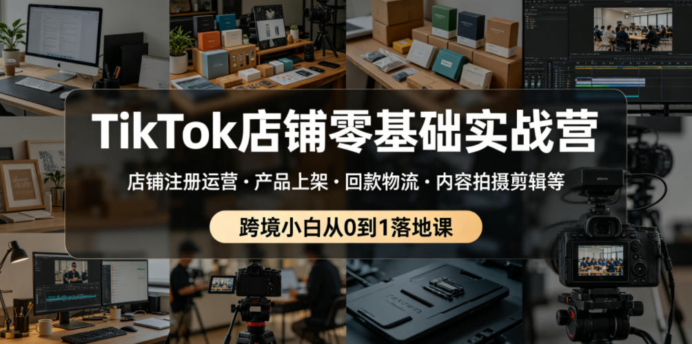 TikTok店铺零基础实战营,店铺注册运营・产品上架・回款物流・内容拍摄剪辑等 ,跨境小白从0到1落地课-吾爱网创