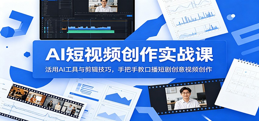 AI短视频创作实战课:活用AI工具与剪辑技巧,手把手教口播短剧创意视频创作-吾爱网创