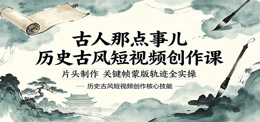 古人那点事儿历史古风短视频创作课，片头制作，关键帧蒙版轨迹全实操-吾爱网创