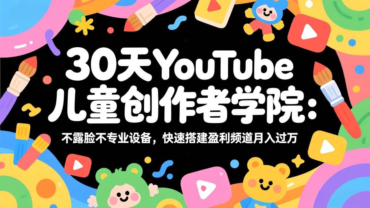 （17554期）30天YouTube儿童创作者学院：不露脸不专业设备，快速搭建盈利频道月入过万-吾爱网创