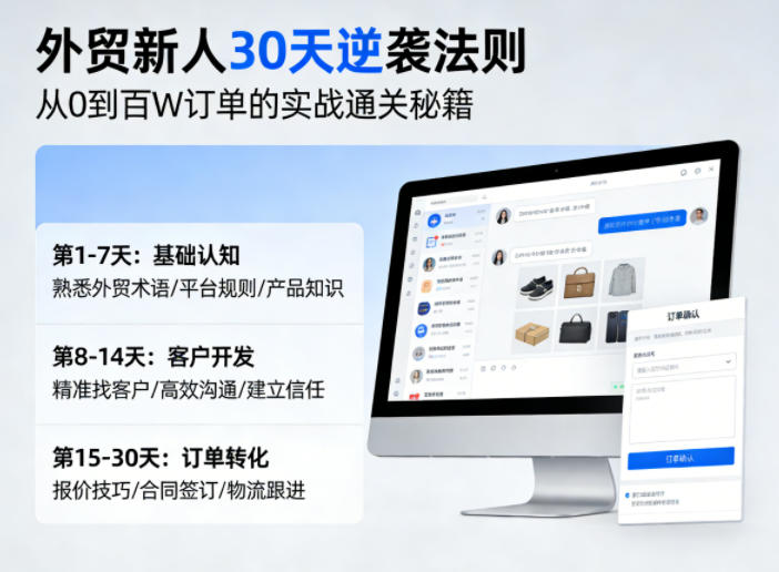 外贸新人30天逆袭法则，教你从0到百W订单的实战通关秘籍-吾爱网创