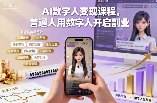 AI数字人变现课程，普通人用数字人开启副业-吾爱网创