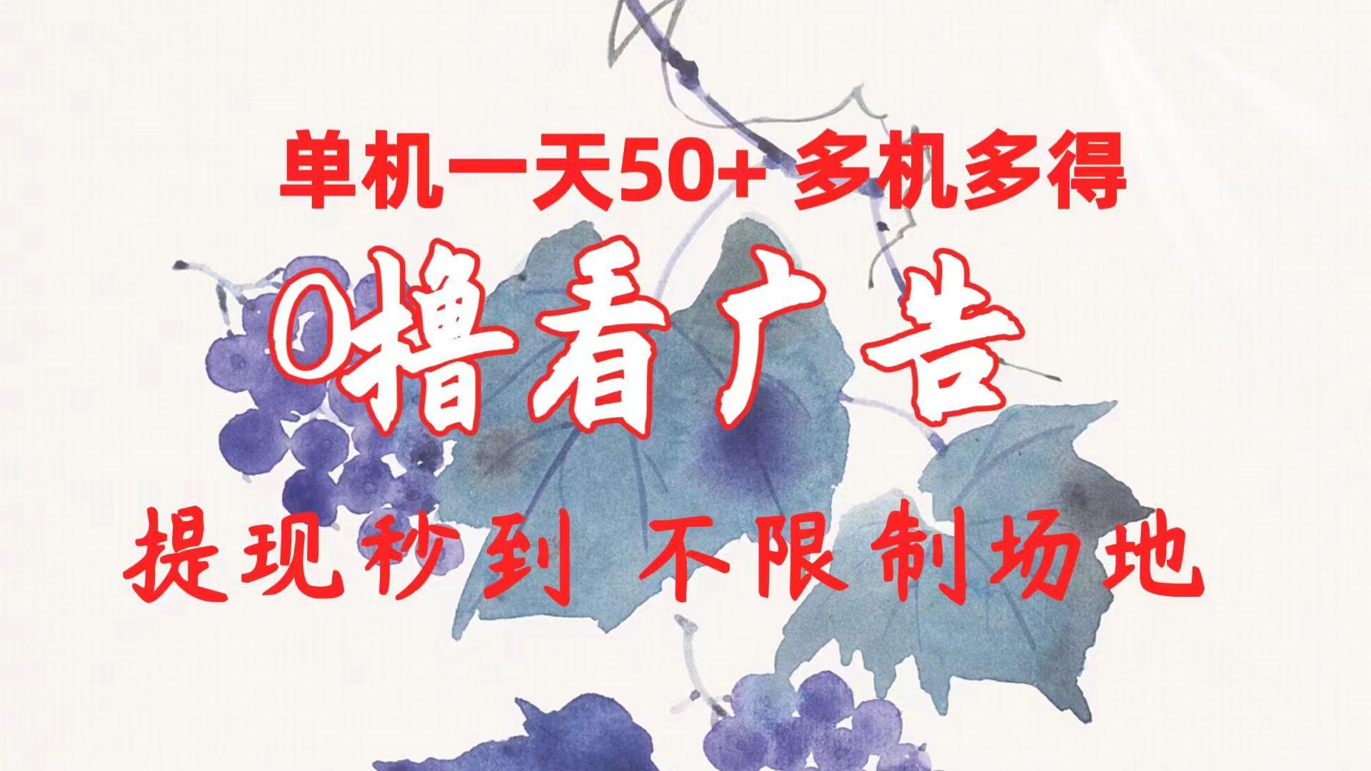 0撸看广告 单机一天50+多机多得 提现秒到 不限制场地操作-吾爱网创