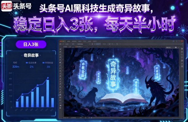 头条号AI黑科技生成奇异故事，稳定日入3张，每天半小时-吾爱网创