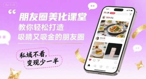 朋友圈美化课堂，教你轻松打造，吸睛又吸金的朋友圈，私域不看，变现少一半-吾爱网创