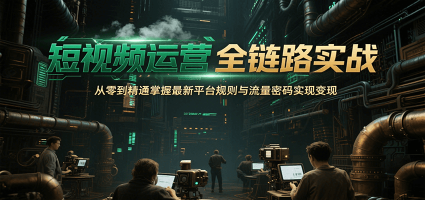 短视频运营全链路实战，从零到精通掌握最新平台规则与流量密码实现变现-吾爱网创